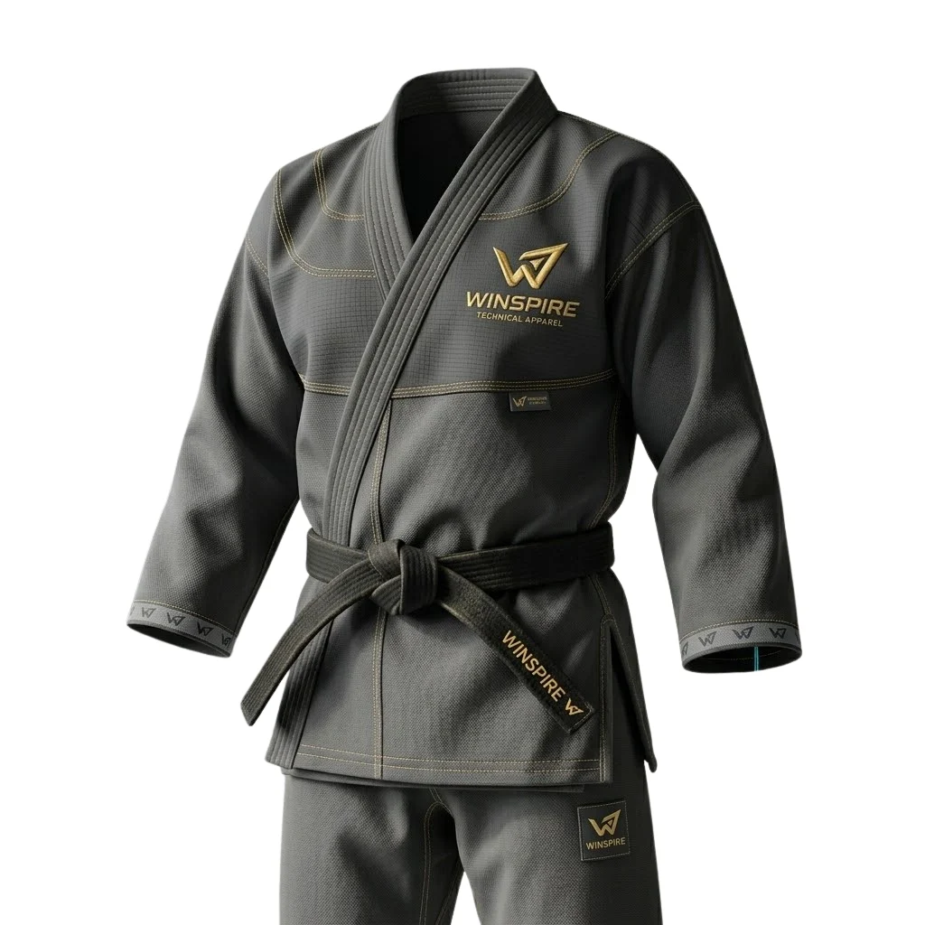 Winspire Technical Charcoal Gi | Premium Martial Arts Uniform with Gold Stitching product image